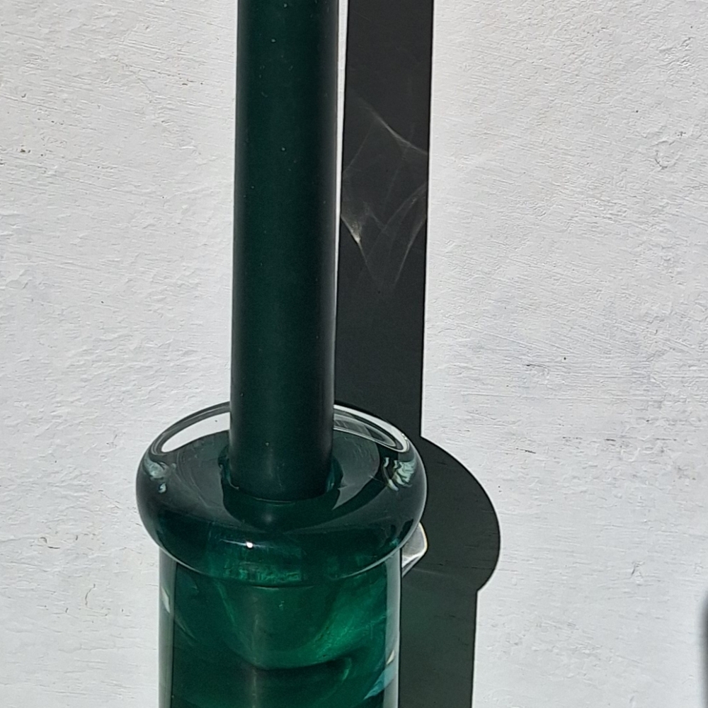 Hand Blown Art Glass Candle Stick Holder Teal Taper Candle artist made in Sweden - Picture 12 of 16